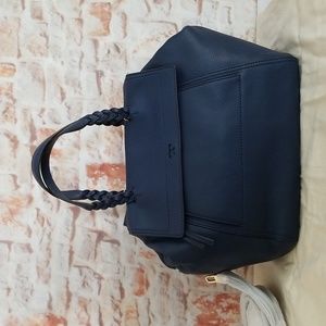 New Tory Burch Half-Moon Leather Top Handle Bag